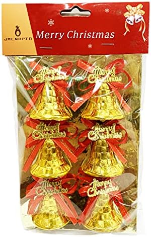 Jmcnopto Божиќни ingингл Бел украси 6 парчиња поставени висечки новогодишни златни sвона рачно изработени украси Божиќни декоративни на приврзок