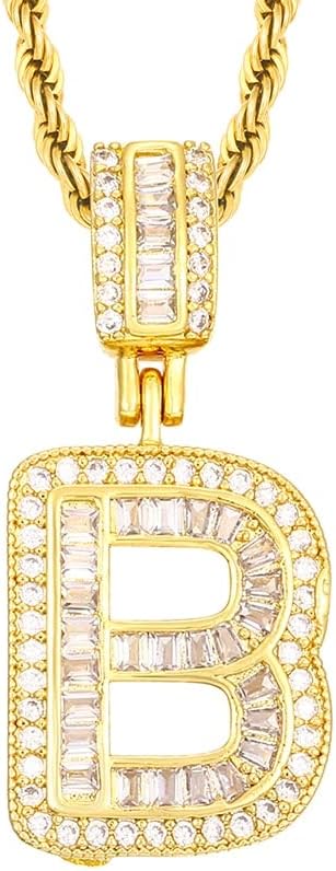 Bula Thi Classic Bopper Baguette Letter Pendant ѓердан за мажи жени lnitial буква накит златен шарм - позлатен - 30инч