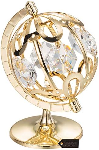 Matashi 24k злато позлатен кристален украсен украс за вртење на глобус