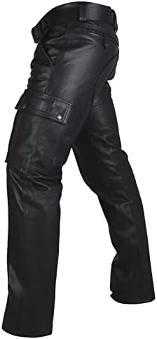 Менс велосипедисти панталони faux кожа гроздобер готски панк -панк панталони хип хоп металик мотоцикл каубојски панталони плус големина