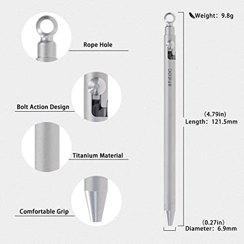 9TiEDC Мал Болт Акција Пенкало За Секојдневно Пишување, Мини Titanuim EDC Пенкало За Daliy Лесно Носење, Полнење &засилувач; Повлече Мали