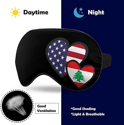 Испреплетени Срца Американско Либанско Знаме За Спиење Маска За Очи Сенка За Очи Со Прилагодлив Ремен Врзани Очи За Патување Со Авион