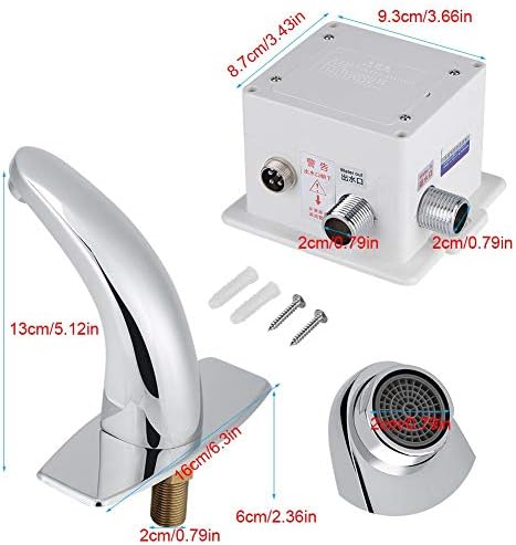 Мијалник вода чешма со контролна кутија, интелигентен автоматски сензор за легура на цинк, топла ладна вода мијалник тапа хром суета тапа