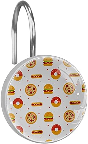 Burger Donut Hot Dog Pizza Pizza Phatementshower Куки за шипки за туширање за бања, сет од 12 куки