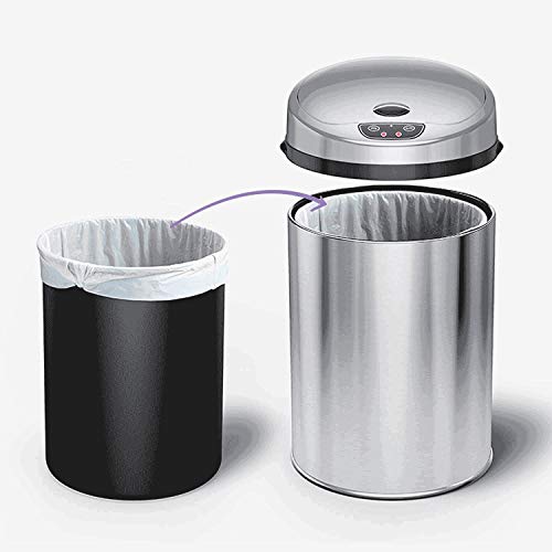 BBSJ Smart Induction Trash Can Can Can Automatic Trash Con со капаче со капаче од не'рѓосувачки челик за ѓубре за ѓубре за дневна