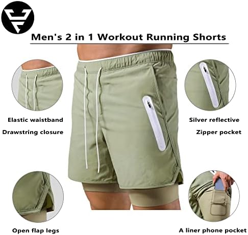 Закаго машки 2 во 1 лесна теретана за теретани Брзи суви атлетски шорцеви со џебови од патенти