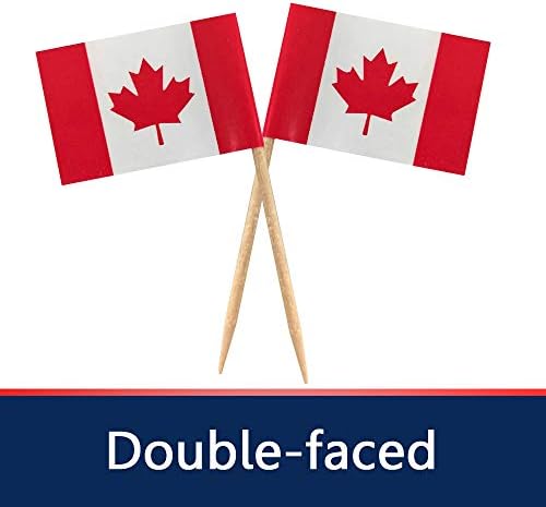 Tectsia CA Country Канадско знаме за чепкалка за заби, знамиња во канада, 100 парчиња Cupcake Toppers Flag, мали мини стапчиња