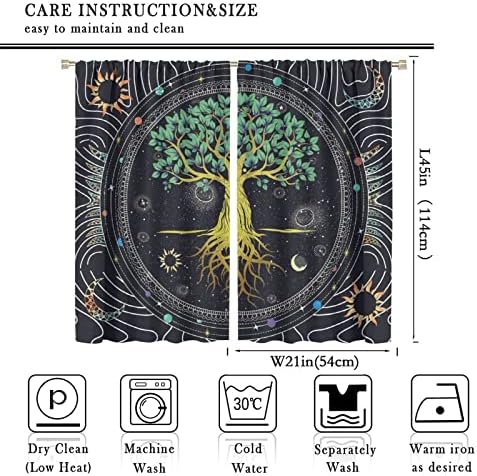 Бохо Дрво На Животот Прозорец Завеси Боемски Сонце Месечината Прозорец Завеси За Деца Момчиња Девојчиња Тинејџери, Цветни Прозорец