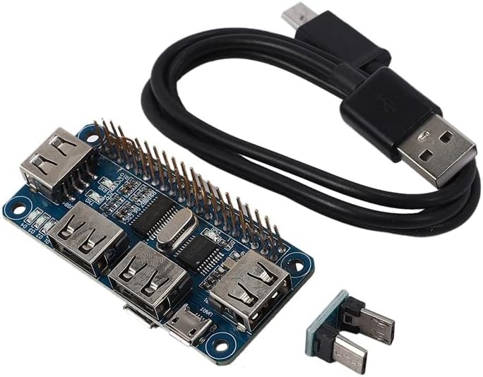 Hiscus 4 пристаништа USB Hub капа за Raspberry Pi 3/2/Zero W Продолжена табла USB до UART за сериско дебагирање компатибилен со