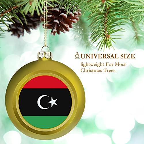 Орнаменти од либија топка, украсен украс на знаме на нации, либија знаме пластични украси за новогодишна новогодишна декор за одмор
