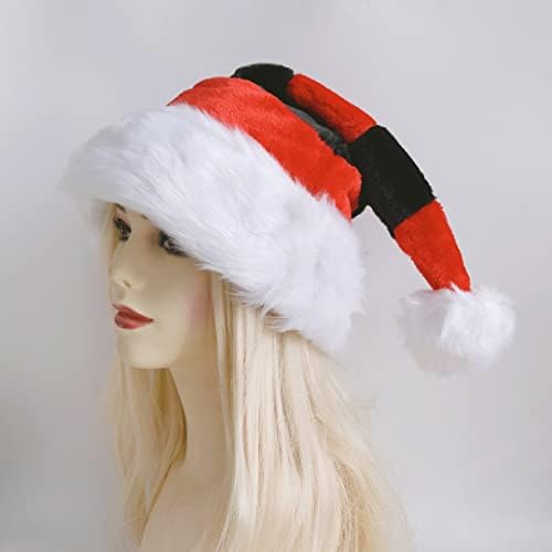 QTMY 2 Спакувајте Црна Црвена Божиќна Капа На Дедо мраз Со Златни Школки Од Снегулки За Возрасни Семејство Божиќ Нова Година