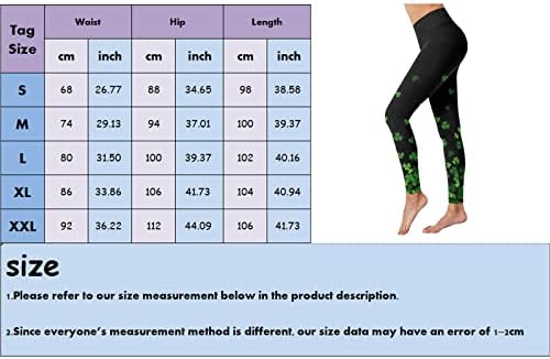 Хеланки со должина на коленото за жени плус големина женски тренинзи хеланки со високи половини Св. Патрикс Ден печати високи половини