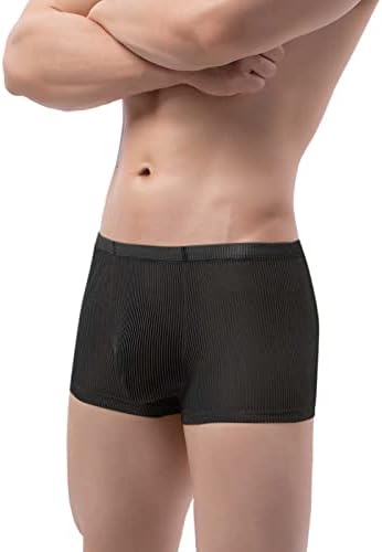 Машка долна облека секси мрежна мрежа за дишење на боксерски брифинзи за боксер за мажи, удобност флексибилно вклопуваат стебла за долна