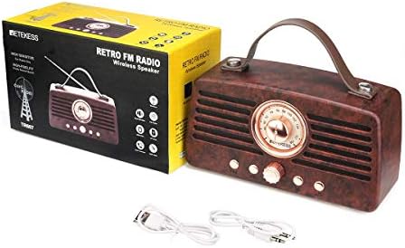 RETEKESS TR607 BOOM BOXES RADIOS со Bluetooth, Vintage Radio Bluetooth звучник за полнење, Поддршка без раце, стерео, USB, TF и ​​AUX влез