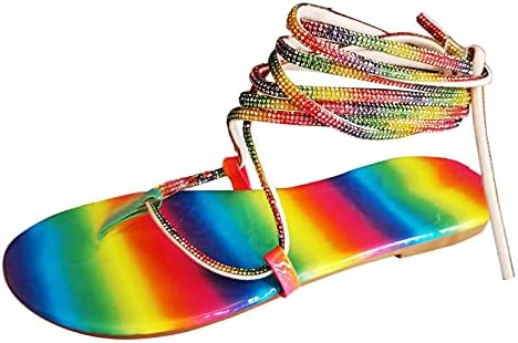 IQKA жени летни чевли Sequin Sequin Flip Flip Flops Отворени пети чипка на рамни чевли лесни станови удобни слајдови