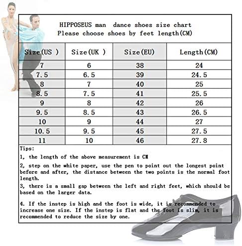 Hipposeus Машка чипка за танцувачки чевли за танцувачки чевли за кожа за перформанси, 7,5 d САД