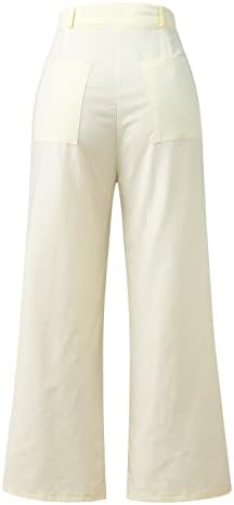 Miashui џемпери жени џебови жени цврсти модни панталони памук средно половината женски обични панталони со висока половината самостојна вратоврска