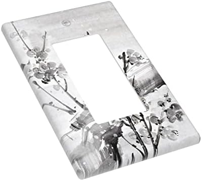Неискрени црни бели цвеќиња wallидна плоча покритие единечен декоративен декоративен прекинувач за светло покритие пластична декор за лице