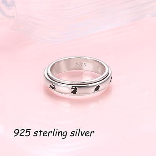 DAOCHONG S925 SERLILL SILVER SPINNER FIDGET ANGESTION CREESSELING USTORING ADHD AUTISM BAND RINGS FOR WOMEN