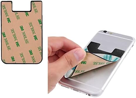 Teal сива и бела цветна држач за картички за картички PU кожна кредитна картичка за лична карта торбичка 3М лепила за сите паметни телефони за