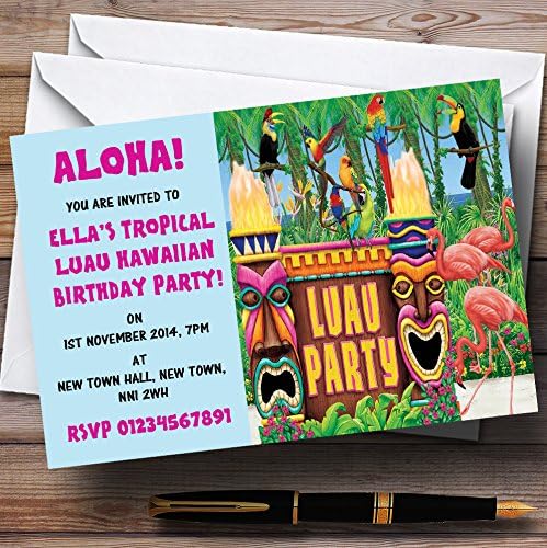 Тиркизен хавајски тропски Луау персонализирани покани за партии