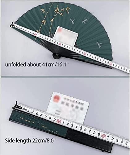 Кинески навивачи на преклопување, рачни фанови за преклопување на кинески стил бамбус гроздобер елегантна декорација рака фан зелена зелена