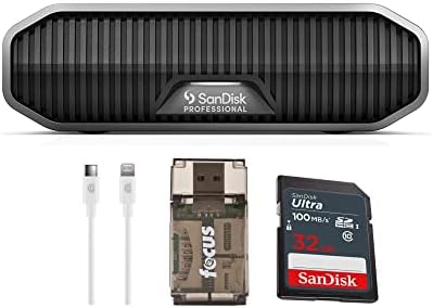 Sandisk Professional 18 Tb G-Drive Десктоп Пренослив, Надворешен Пакет На Хард Диск СО 32gb Мемориска Картичка, Кабел За Полнење и ЧИТАЧ