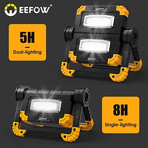 EEFOW LED Работно Светло ЗА ПОЛНЕЊЕ: 2 Пакет Работно Светло, 5000mah Батерија Напојувано Преносливо 2000 Луменско Светло За Продавница Со Штанд,