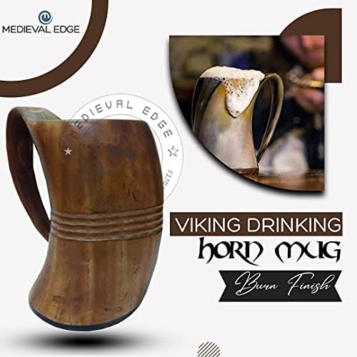 Средновековна Работ Рачно Изработени Викинзи Пиво Кригла Направени Со Вистински Рог