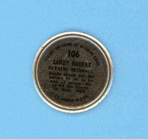1964 Топс Монета 106 Сенди Куфакс Лос Анџелес Доџерс Бејзбол Монета-Млб Фотоминти И Монети