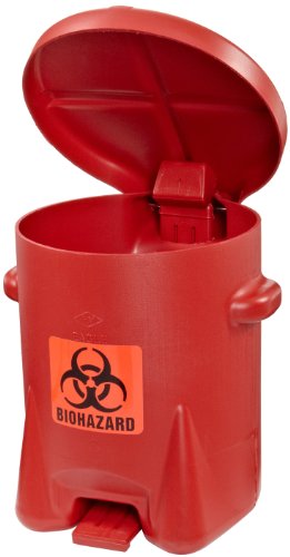 Орел 943bio Биохарден отпад од полиетилен безбедност со лост на нозете, 6 галон капацитет, црвено