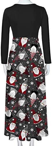 Ружијог Жени Се Облекуваат За Божиќ Долги Ракави Лабава Секојдневна Долга Макси Фустан 2022 Мода Дедо Мраз Графички Коктел Фустани