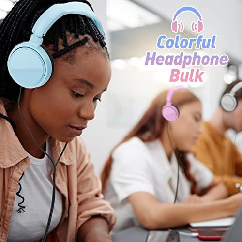 12 парчиња Детски слушалки за училишни училници Мулти -бои слушалки на слушалки за уши рефус слушалки Студентски слушалки 3,5 мм приклучоци