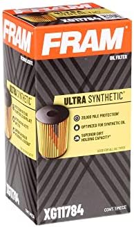 Fram Ultra Synthetic Automotive Filter Filter Oil, дизајниран за промени во синтетичко масло што трае до 20 килограми милји, XG11784 со