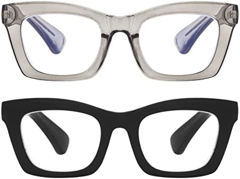 Glarollirace 2 пакувања со дебели рамка читатели очила за жени стилски очила за читање, читачи на пролетни шарки