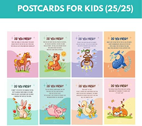 Декоративно 50 разгледници за животни за деца - 25 дизајни разгледници за животни, картички за деца за деца за деца, детски поштенски картички