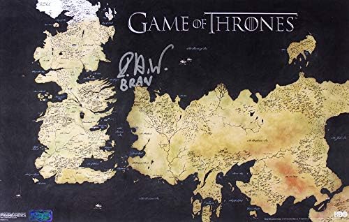Исак Хемстед Рајт потпиша Game of Thrones Westeros Map 11x17 Фотографија со натпис „Бран“
