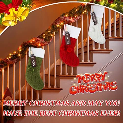 3 Поставете 18 '' Персонализирани божиќни чорапи комплет за Божиќни порибници плетени волна семејни чорапи за Божиќ што виси чорапи