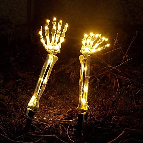 Декорации за Ноќта на вештерките, светла за украси на скелети, светла за рачни раце, градинарски светла, рачно ползи од земјата предводена