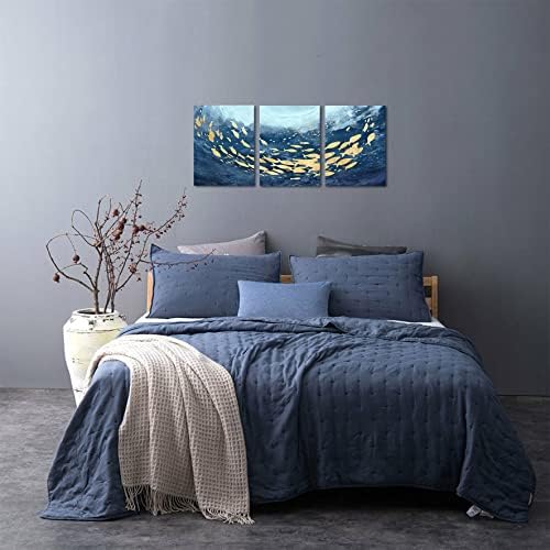 Sycdeor Goldfish Canvas wallидна уметност за домашен декор океан wallид уметност за спална соба за живеење вечера 3 панели