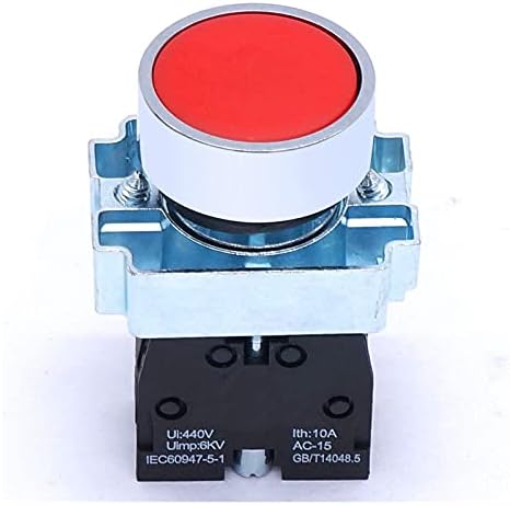 Bkuane 22mm 1 NC Црвен моментален прекинувач за копче за притискање 440V 10A прекинувачи за копчето