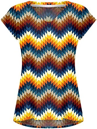 Графички маички Xiaxogool Tunic врвови за носење со хеланки обични кошули со маички со вратот со кратки ракави со кратки ракави 2023 лето