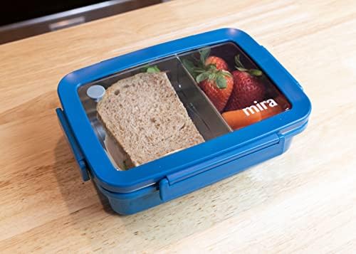 Мира 18/8 од не'рѓосувачки челик бенто кутија за ручек со делител за сендвич и страни - контејнер за храна за возрасни - се вклопува во кутија за ручек и ранец, хавајски