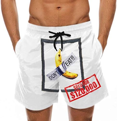Деату машка летна влечечка шорцеви на плажа, празнични новини, смешни боксери Брзи суви печатени шорцеви со џебови