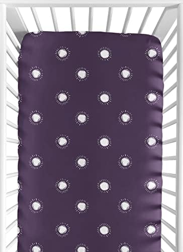 Слатка Jојо дизајнира Виолетова Бохо Сонце момче или девојче опремено креветче за креветчето или расадник за кревет за деца - темна слива