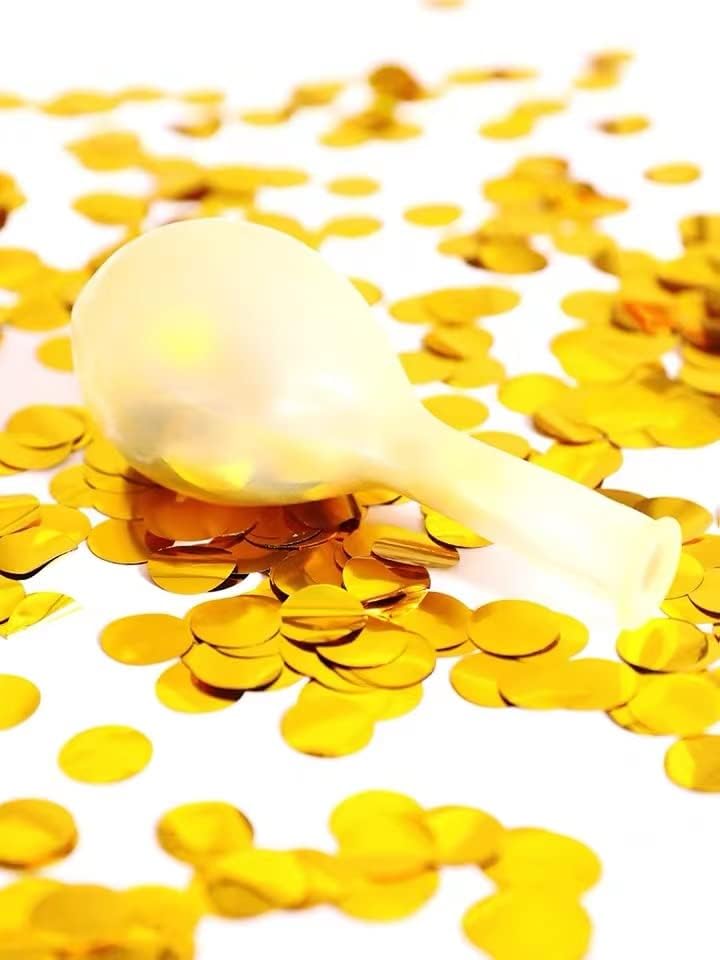 Златни Конфети Латекс Балони, 50 парчиња Златни Конфети и Златни Метални Балони За Забави За Роденденска Свадба Декорација На Забава……