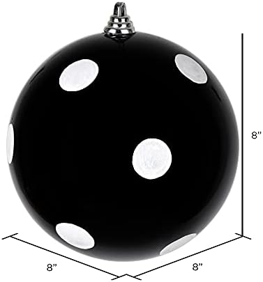 Викерман 8 црна бонбона завршена украс со бели сјајни точки