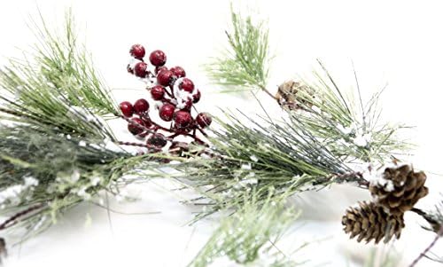Занаетчиски Повеќе Зимски Чаден Бор Божиќен Венец Со Снег, Бобинки и Борови Шишарки