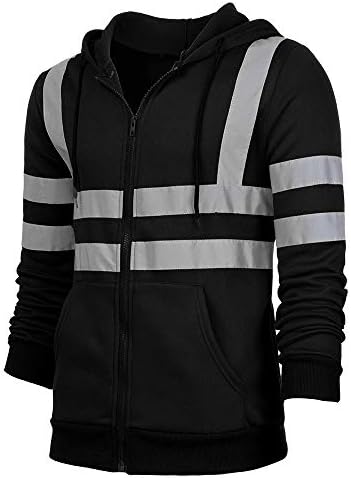 XXBR ROAD RADUCTION HOADIES FOR MENS, висока видлива пулвер со долг ракав Hi-Viz Рефлексивни џемпери со аспиратор топли јакни