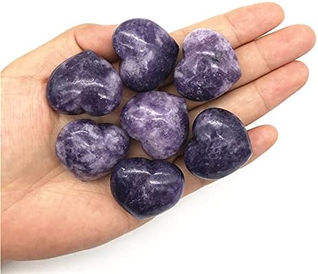 Ruitaiqin shitu 1pc природен виолетова лепидолит срце во форма на кварц кристал реики лечен камен DIY природни камења и минерали ylsh0120
